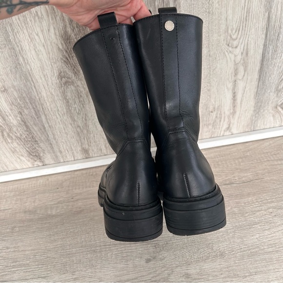 STEVE MADDEN Aiken Tall COMBAT BOOTS womens 9 Black Leather Goth Grunge Moto - Picture 6 of 16